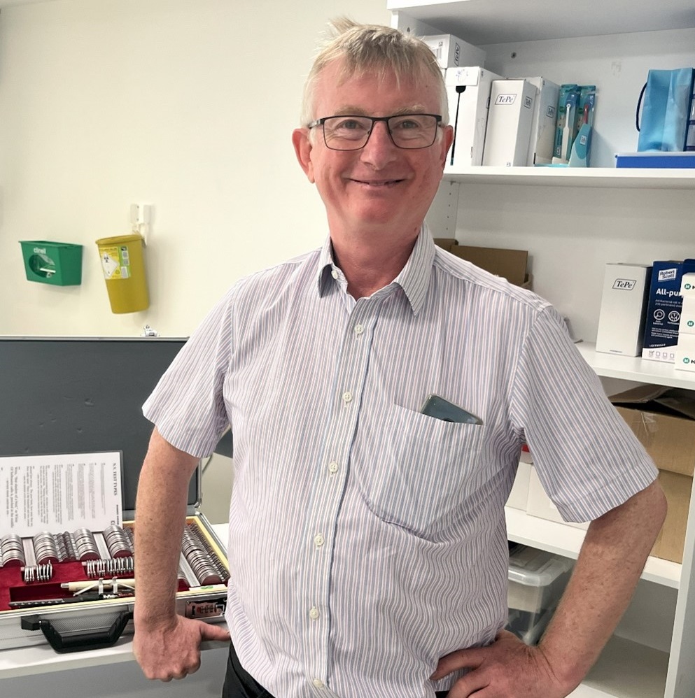 Optometrist Tom Boyd volunteers at VIsion Care for Homeless People's clinic in Bristol